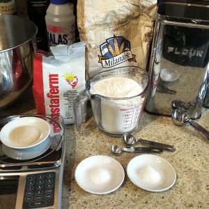 The ingredients to make a Dutch oven bread