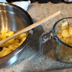 Four cups of pineapple