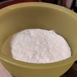 La pâte doit avoir doublé de volume après la levé de 4h à 6h.